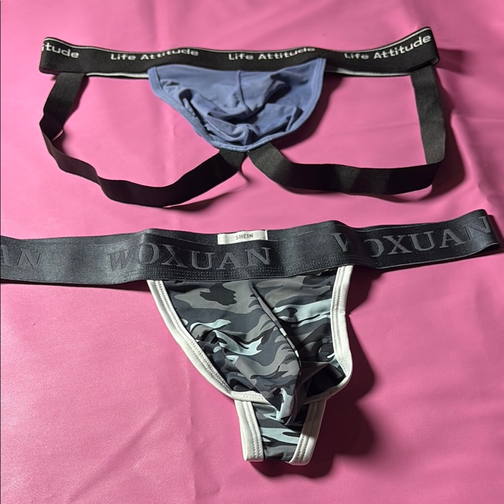 Blue and Gray Briefs with Contoured Pouch Design